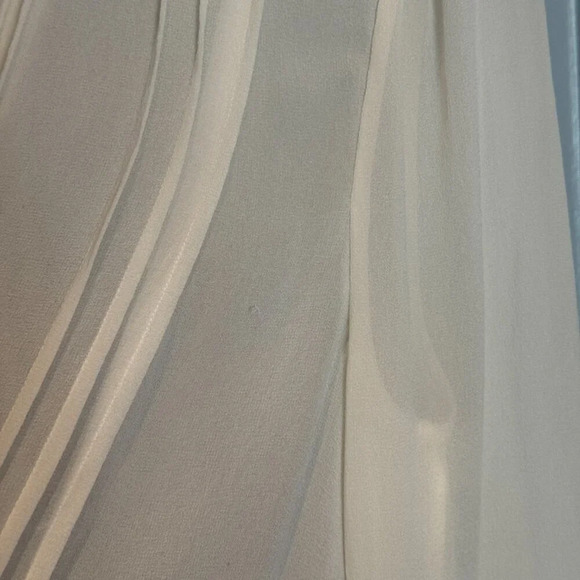 Joie 100% Silk Blouse Sz Medium Cream Chiffon Pintuck Pleated Sheer Gauze Crepe - Picture 6 of 15